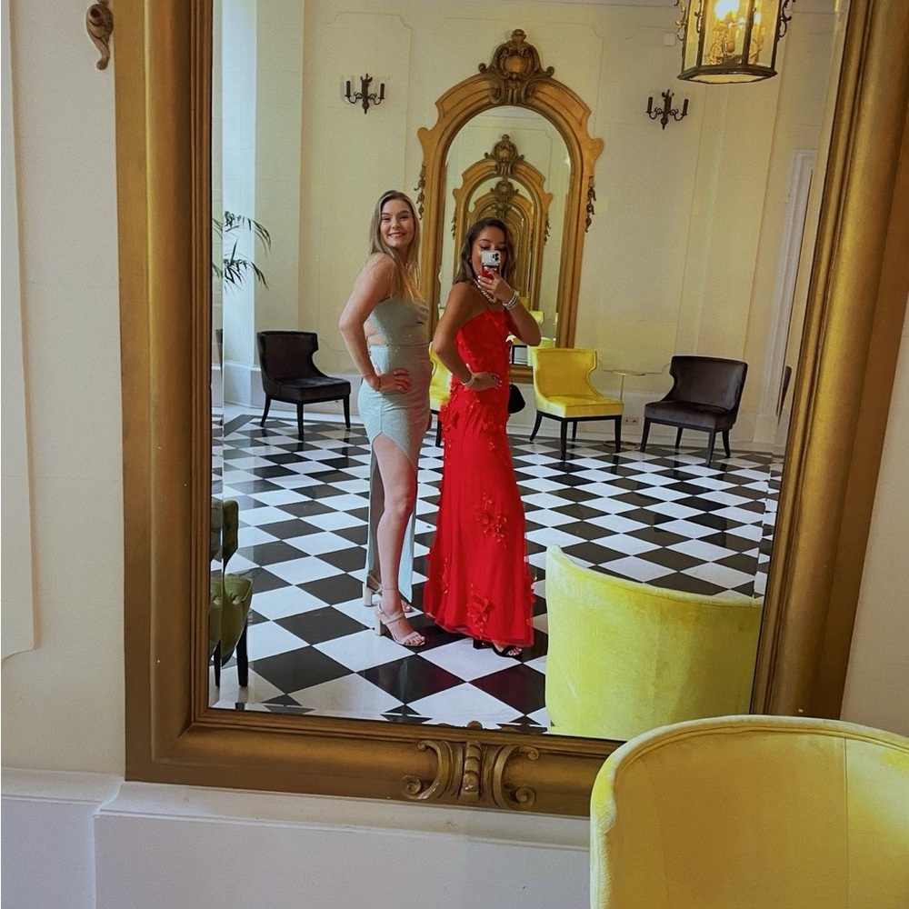 Lulu's Red Ruched Strapless Maxi Gown - Picture 5 of 6